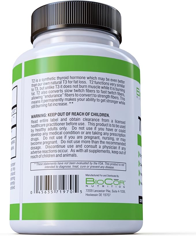 Thyro-T2 Thyroid Hormone Fat Burner Supplement - Boost Metabolism and Lose Weight (60 Capsules - 1 Month Supply)