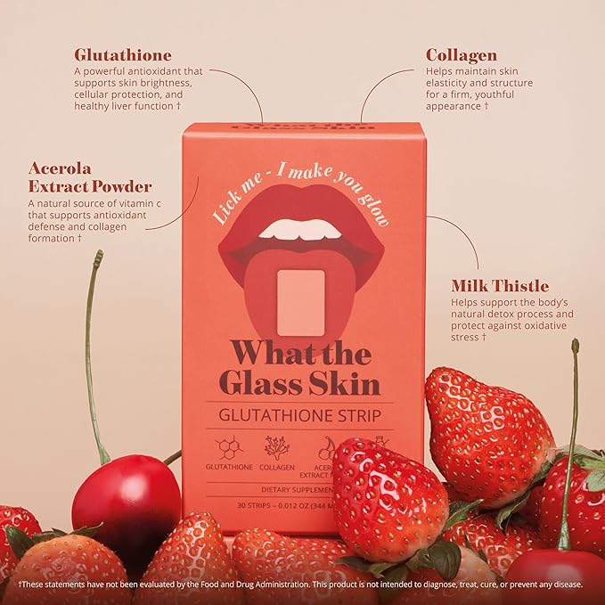 Glutathione Strip (30 Strips) | Collagen Acerola Milk Thistle Hyaluronic Acid Liposomal Glutathione Supplement Fast-Absorption Antioxidants Korean Skin Care