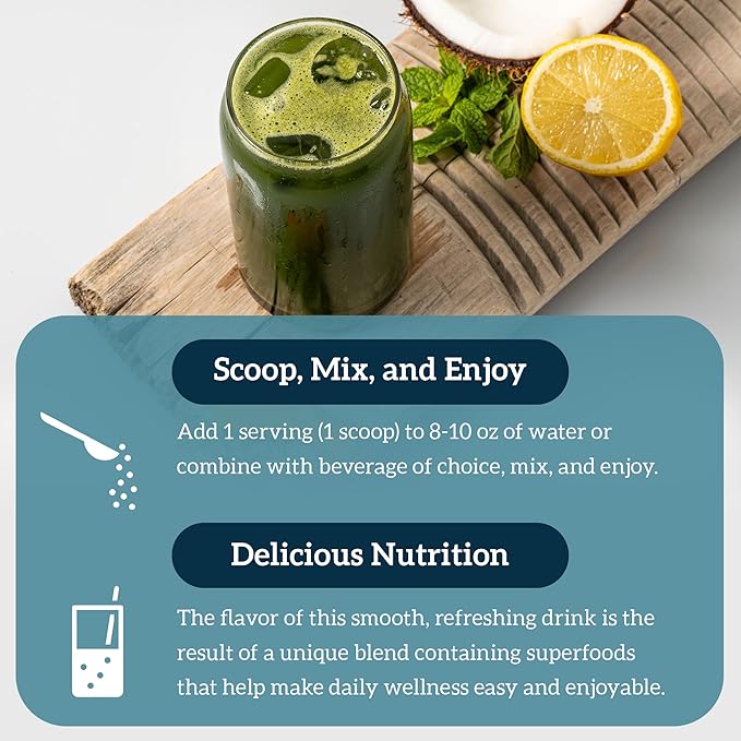 Organifi Green Juice - Powder Supplement with Organic Spirulina Ashwagandha and Chlorella - Helps Achieve Fitness Goals and Reduce Cortisol Levels 30-Day Supply