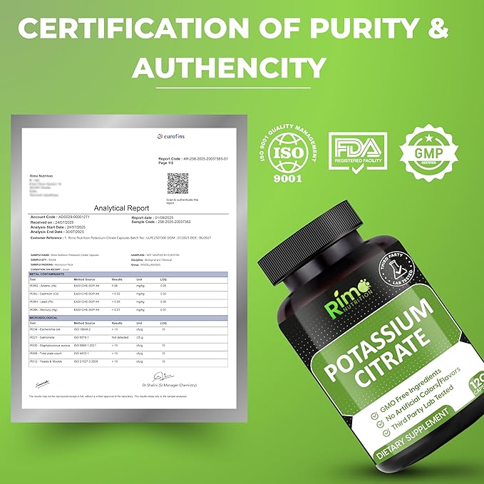 Potassium Citrate Supplement - No Additives 120 Servings