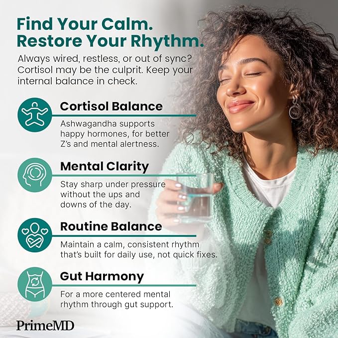 5-in-1 Cortisol Supplement for Women and Men with Ashwagandha for Calmness Focus and Adrenal Support Supplements with Shilajit Extract Magnesium Glycinate Probiotics (120 ct) (Pack of 2)