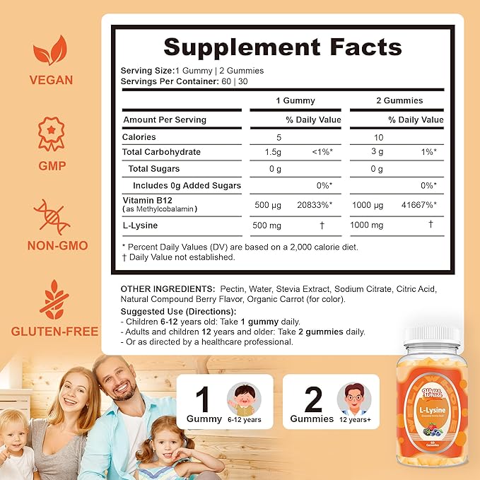 Well&ampWhole L-Lysine Gummies 1000mg and Grass Fed Beef Liver Gummies