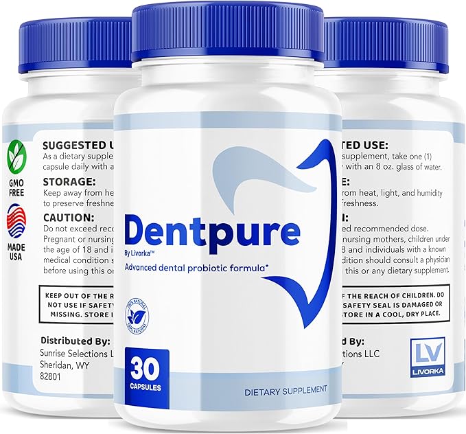 (2 Pack) Dentpure Probiotics - Official Dentpure Capsules Advanced Natural Formula Probiotic for Healthy Teeth and Gums Dent Pure All Natural Dental Supplement Oral Probiotics 60 Capsules - 2 Months