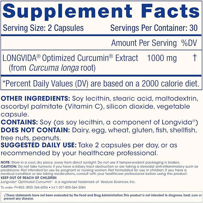 ProHealth Turmeric Curcumin Supplement: 285 Times More Bioavailable - Developed by Neuroscientists. 1000 mg Concentrated Longvida Curcumin Extract Per Serving (60 X 500mg Capsules Per Bottle)
