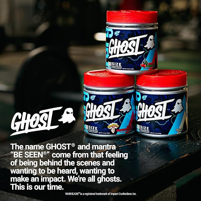 GHOST Size Muscle Builder Dietary Supplement - Cherry Limeade 30 Servings – Support Muscle Growth &amp Strength Building for Men &amp Women - Creatine &amp Betaine - Free of Sugar &amp Gluten