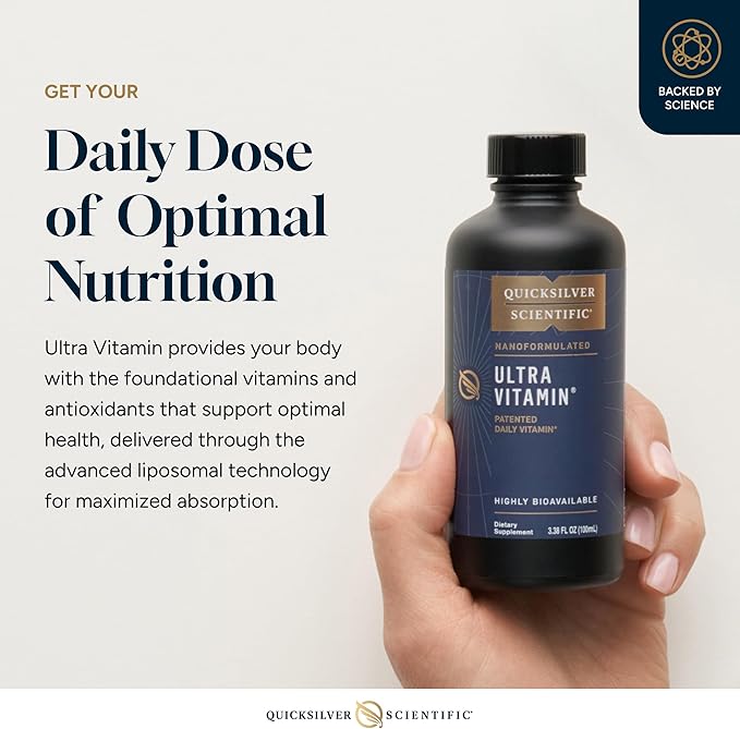 Quicksilver Scientific Liposomal Ultra Vitamin - Liquid Multivitamin &amp Antioxidant Supplement for Energy Liver Health &amp Brain Support - Bioactive B Complex Vitamin C D E &amp K (100ml)
