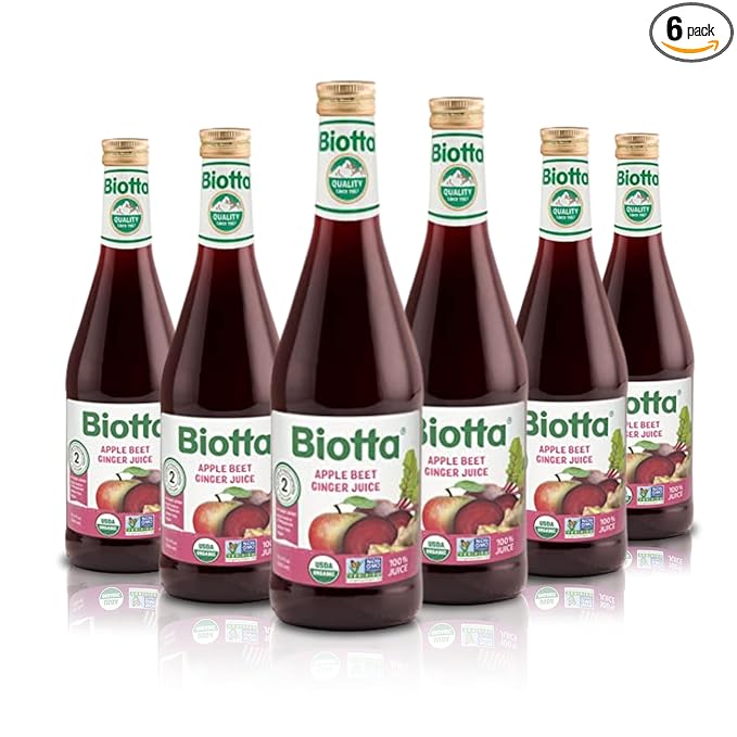 Biotta Organic Apple Beet Ginger Juice - Superfood Blend with Organic Beetroot Juice Apple and Ginger Root (16.9 Fl Oz Pk of 6)