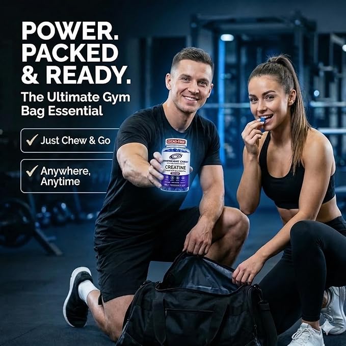 Chewable Creatine Monohydrate Gummies 5000mg — Sugar-Free Creatine Chews No Powder No Shaker No Mess No Bloat — Easy On-the-Go Supplement for Strength Training &amp Muscle Recovery — 60ct Mixed B