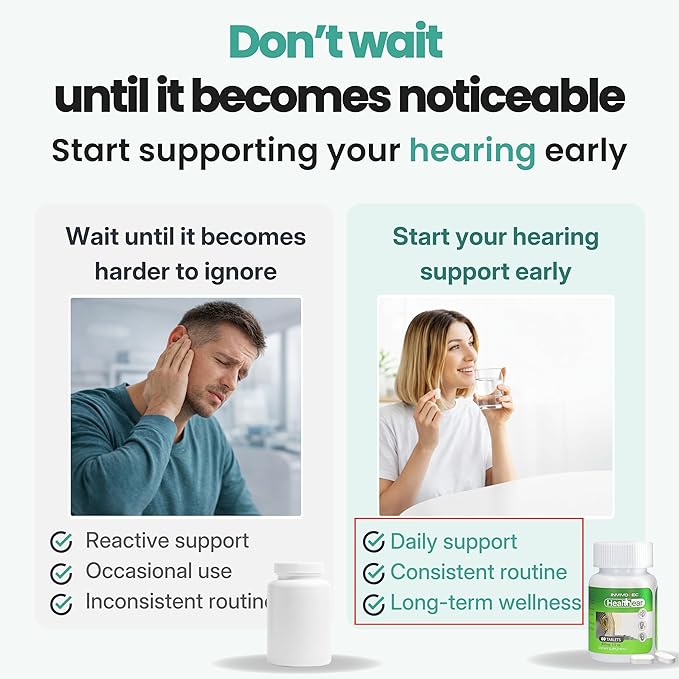 Hearing Support Supplement for Clarity &amp Ear Wellness | Daily Auditory Support with Magnesium B6 &amp Patented Botanical Complex | 60 Tablets
