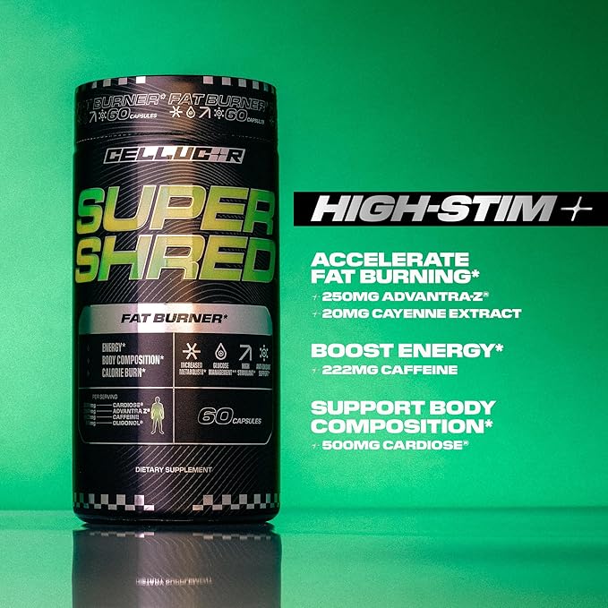 Cellucor Super Shred™ Fat Burner | Thermogenic Power &amp High Stimulant Energy | 60 Capsules