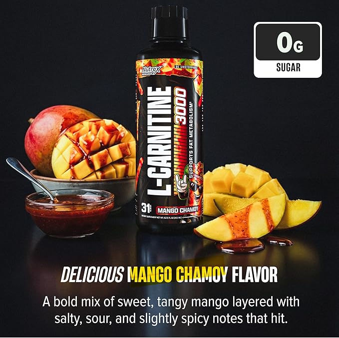 Nutrex Research Liquid Carnitine 3000 | Premium Liquid Carnitine Stimulant Free Fat Loss Support 16 Fl Oz (Mango Chamoy 16 Fl Oz (Pack of 1))