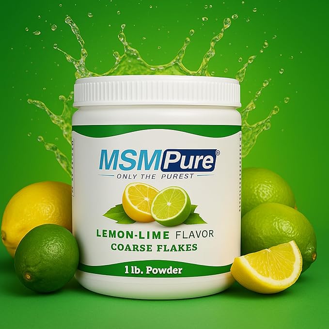 KALA HEALTH MSMPure Lemon Lime Flavored Coarse MSM Powder Flakes – Organic Sulfur for Joint Flexibility Skin Appearance and Hair &amp Nail Support – 8.8 oz USA Made Distilled Crystals