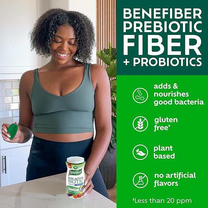 Benefiber Prebiotic GLP-1 Friendly Fiber Supplement Gummies with Probiotics for Digestive Health Assorted Fruit Flavors - 50 Count