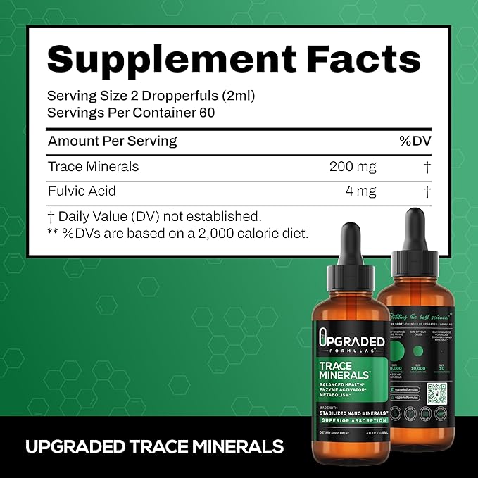 Upgraded Formulas Trace Minerals with Liquid Nano Minerals - Balanced Health Enzyme Activator and Metabolism - Paleo Vegan (4 Fluid Ounces)