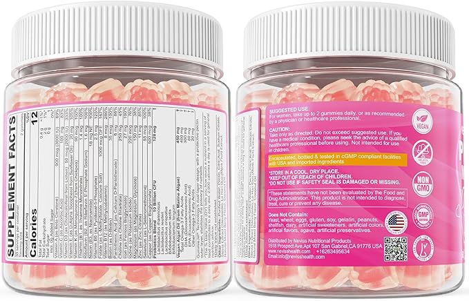 Prenatal Multivitamin Gummy for Women w/Methylfolate 1mg Iron Choline Omega-3(DHA+EPA) Prenatal Vitamins for Women Gummies Postnatal Vitamins | BeforeDuring &amp After Pregnancy Sugar Free120Ct