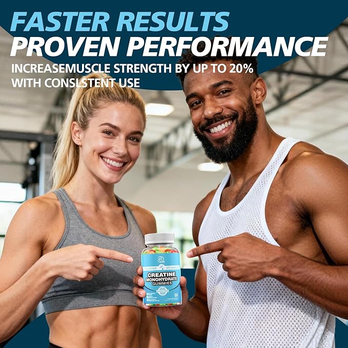 Creatine Gummies for Women &amp Men - Creatine Monohydrate Gummies Tasty Chewable Supplement Muscle Support &amp Energy Boost (2 Pack)