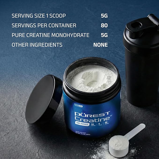 Cleanform Purest Creatine Monohydrate Powder - Ultra-Pure Micronized Supplement for Explosive Strength Lean Muscle Growth and Enhanced ATP Recovery - Unflavored (80 Servings)