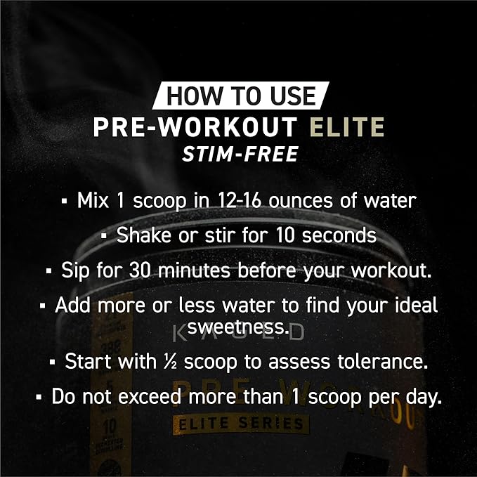 Kaged Pre Workout Elite Stim Free Powder | Cherry Limeade | Creatine Beta Alanine L-Citrulline | No Caffeine | 20 Servings