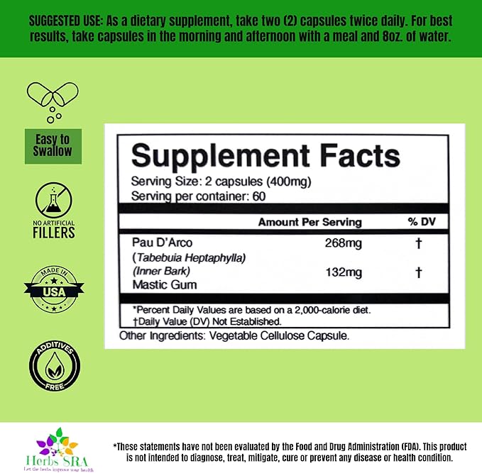 Pylori Control Digestive Support Supplement with Mastic Gum &amp PAU D’Arco – Supports Stomach Health and Digestive Wellness – 120 Vegetarian Capsules