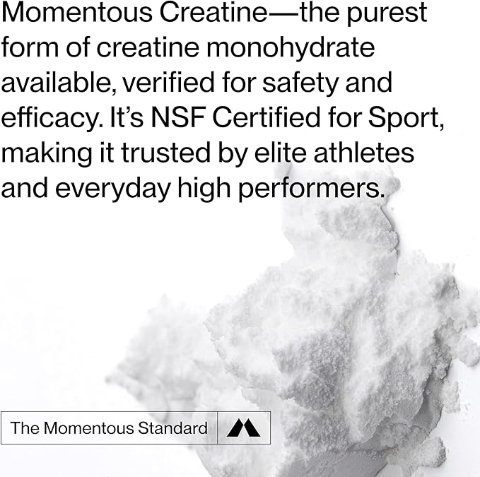 Momentous Creatine Monohydrate Powder - Creatine Powder - Supports Strength Lean Muscle &amp Recovery for Men &amp Women - NSF Certified for Sport - 5 g per Serving - 15 Servings