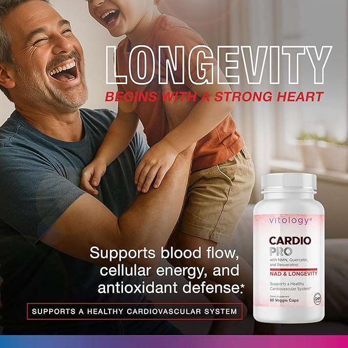 N.A.D.+ Longevity – Cardiovascular Support Supplement with NMN NR Resveratrol Fisetin Quercetin TMG &amp Apigenin – Promote Healthy Heart Function &amp N.A.D.+ Levels – 60 Veggie Capsules