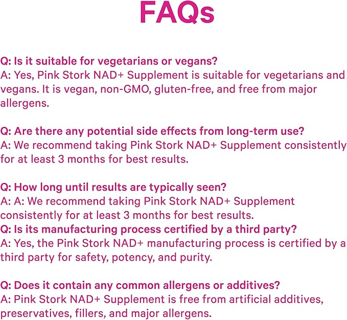 Pink Stork NAD+ Supplement for Women | 500 mg Nicotinamide Riboside NR | Clinically Studied Pure NMN Powder | Brain + Cognitive Support | Energy + Skin Essentials Over 30 | 30 Capsules
