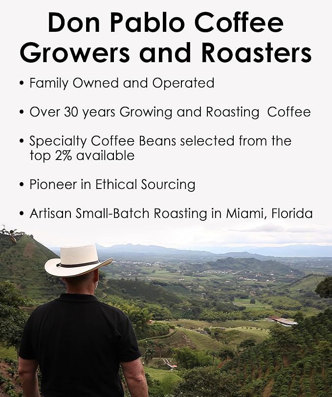 Don Pablo Colombian Decaf - Swiss Water Process Decaffeinated - Light Roast Gourmet Coffee - 100% Arabica Whole Bean Non-GMO Low Acidity 907g (2LB) Bag