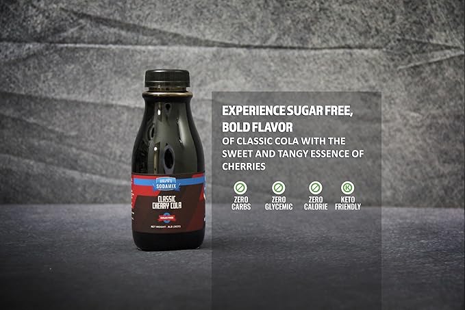 Ralph's 4 Sugar Free Sparkling Water Soda Maker Flavors Pack | Classic Vanilla Orange Vanilla and Cherry Cola | Four 12oz Bottles | Sodamix