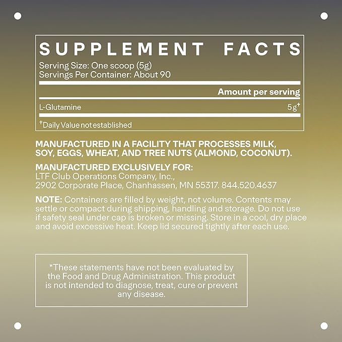 LTH Repair L-Glutamine - Trusted by Life Time Members - Amino Acid Supplement - for Digestive Health &amp Immune Support - Aids Muscle Recovery - Unflavored 90 Servings