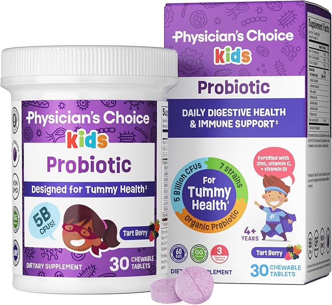 Physician's CHOICE Kids Happy Tummy Bundle - Fiber 24pck + Probiotic 30ct