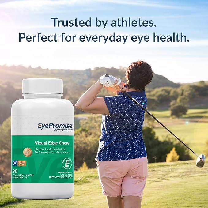 EyePromise Vizual Edge Supplement - 90 Chewable Tablets 90-Day Supply Citrus Flavor - AREDS 2 Eye Vitamin with 20mg Zeaxanthin &amp 10mg Lutein for Vision Quality &amp Clarity