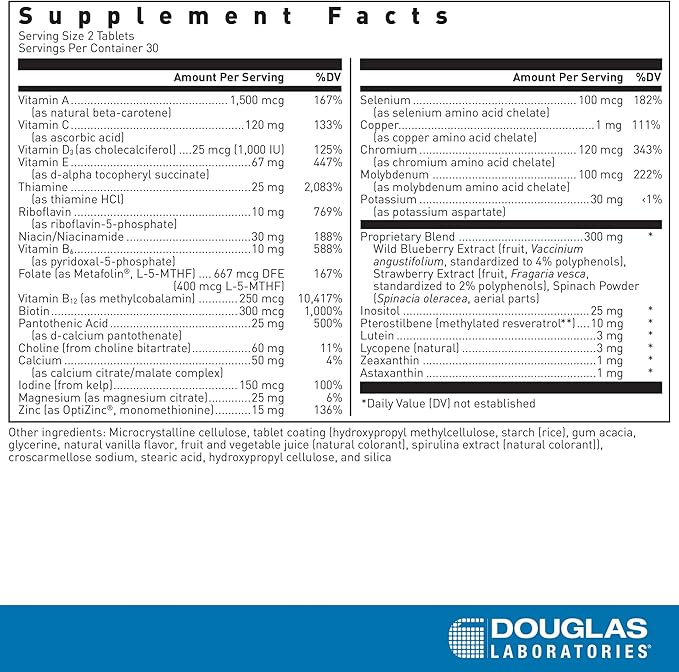 Douglas Laboratories Ultra Preventive 2 Daily | Multivitamin and Mineral Supplement to Support Energy Production Immune Function and Overall Health* | 60 Tablets