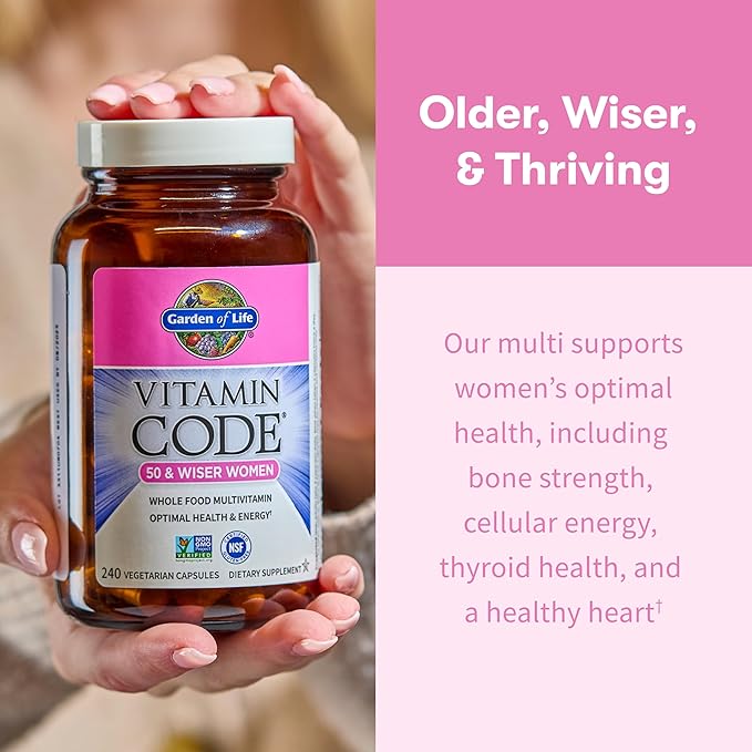 Garden of Life Vitamin Code Multivitamin for Women 50 &amp Over 240 Capsules for Women 50 Plus with B Vitamins Vitamins A C D3 E &amp K CoQ10 Probiotics &amp Enzymes