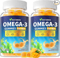 Omega-3 Gummies Supplement for Adults 40+: 1280mg Vegan Omega3 Fatty Acid DHA EPA with Vitamin D3 K2 Zinc Turmeric for Overall Health Support - Fish Oil Alternative for Women Men(120Count)
