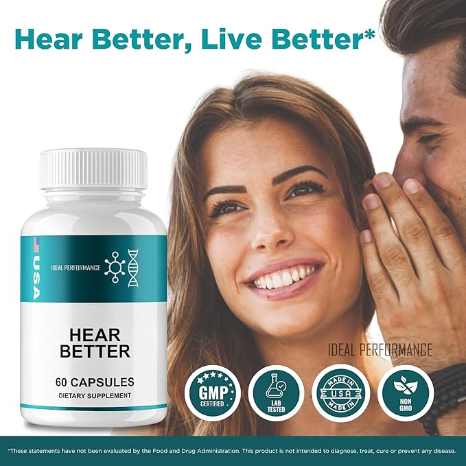 HearBetter Capsules Hear Better Tinnitus Relief for Ringing Ears Pills with Natural Ingredients for Ear Comfort Advanced Ear Health Support Supplement Pills HearBetter Support Reviews (60 Capsules)