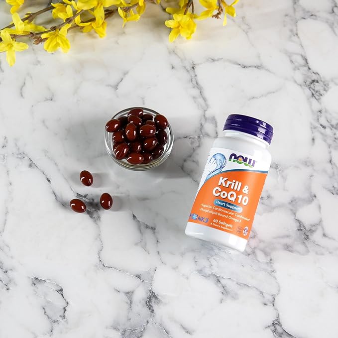 NOW Foods Supplements Krill &amp CoQ10 Phospholipid-Bound Omega-3 Heart Support* 60 Softgels