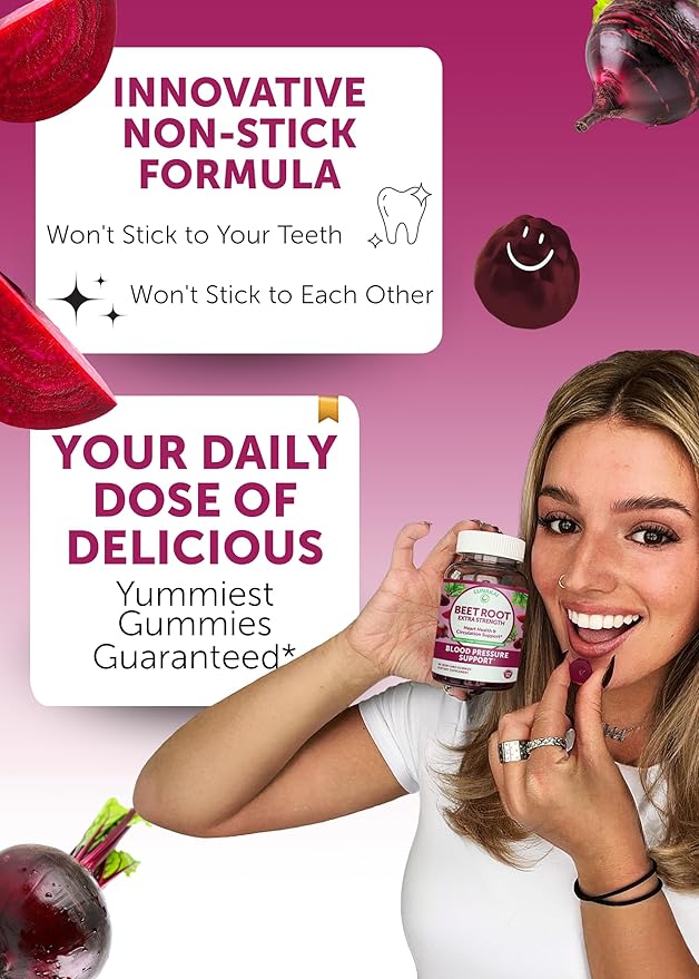 Lunakai USA Made Beet Root Gummies with Antioxidant Blend - Delicious Non-GMO Beet Chews 60ct