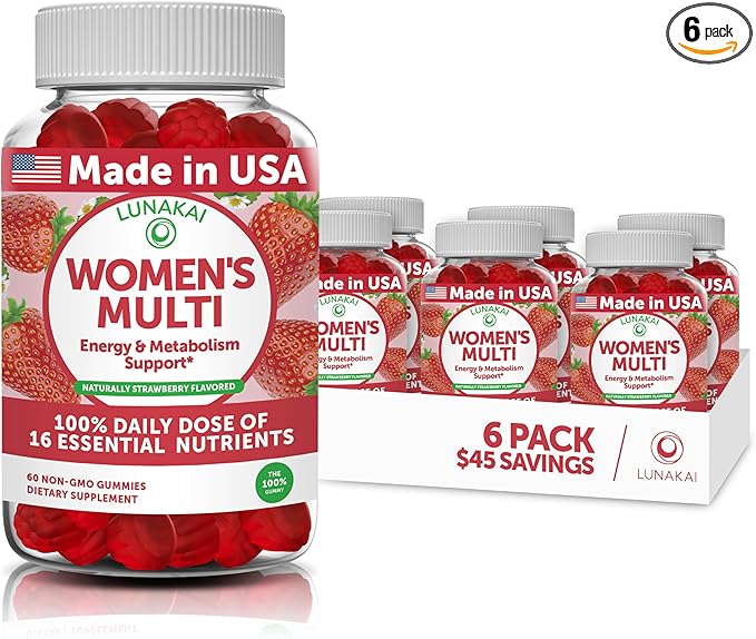Multivitamin for Women Gummies - Tastiest Proprietary Formula - 100% Daily Value of 16 Essential Vitamins and Minerals (Vitamins ABCDE) HealthyNon-GMO Chewable Womens Multivitamin Gummy - 6 Pack