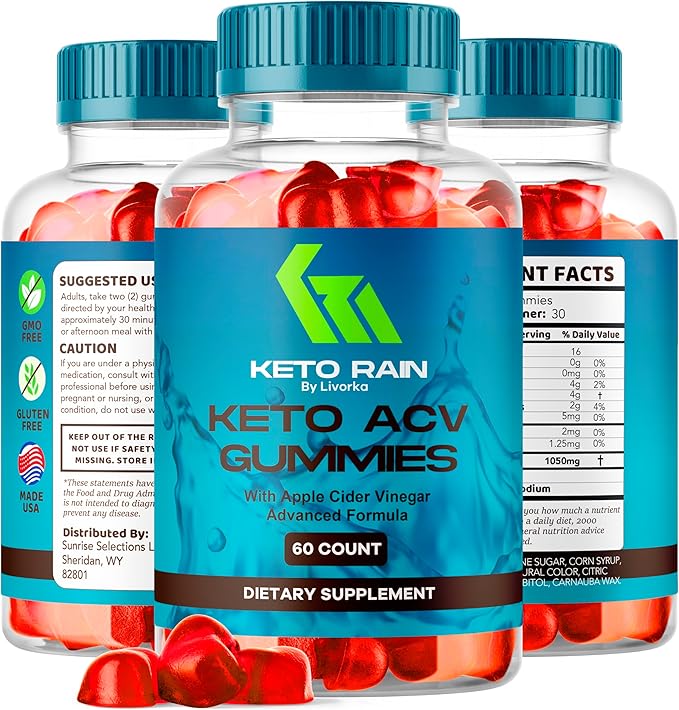 (5 Pack) Keto Rain Gummies - Keto Rain Advanced ACV Gummys Keto Rain ACV Gummy 1050MG - All Natural Keto Rain Apple Cider Vinegar KetoRain ACV Gummys 300 Gummies for 5 Months