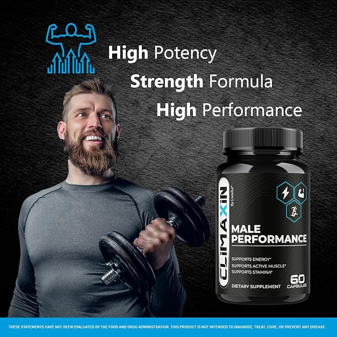 Climaxin for Men Capsules - Official Premium Climaxin Pills Supplement Support - Maximum Strength Advanced Formula Multivitamin for Overall Health &amp Wellness 60 Capsules for 1 Month