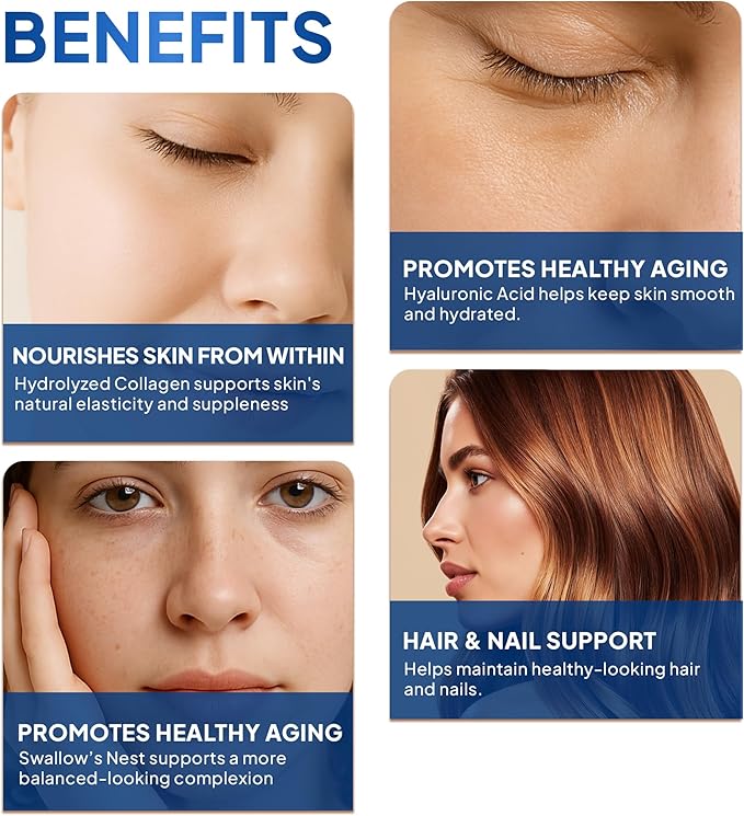 FINE JAPAN Liquid Collagen with Swallow’s Nest &amp Hyaluronic Acid – Supports Skin Elasticity Hair &amp Nail Health Hydration &amp Healthy Aging – Made in Japan 17 fl oz (10 Bottles)