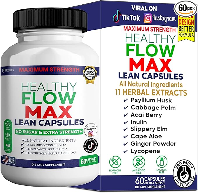 Healthy Flow Max Lean Capsules Maximum Strength 60 Capsules 30-Day Supply Vegan Gluten Free No Sugar (1)