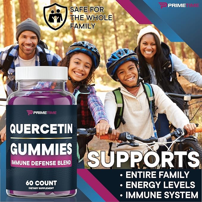 Primetime Sports Quercetin ZincVitamin C 1000mg Gummies Supplements with Elderberry Flavonoid Vitamin for Kids Adults Immunity Immune Support Gummy Booster 60 Count (Pack of 2)