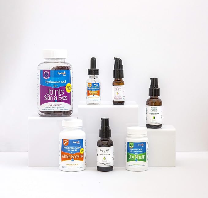 Hyalogic Synthovial Seven Hyaluronic Acid Liquid &amp Resveratrol Capsules - HA Joint Support - Vegan - 1 oz