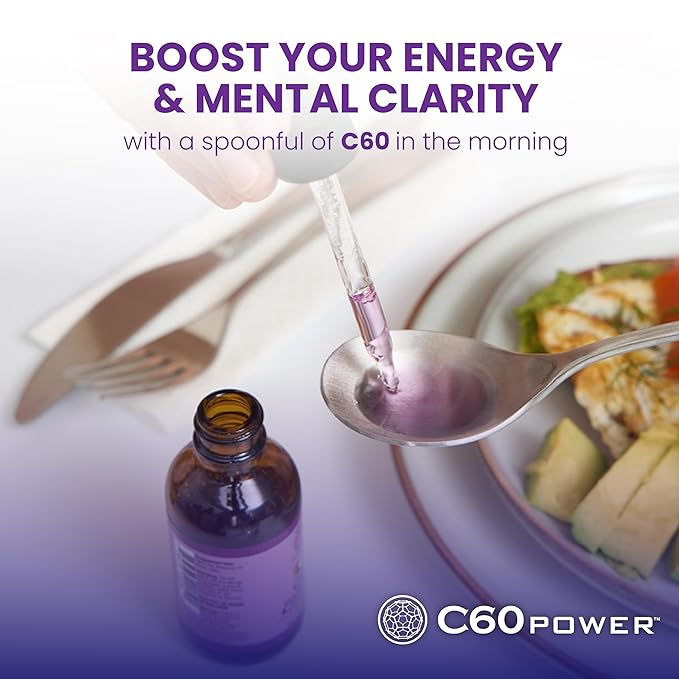 C60 Power C60 in Organic MCT Coconut Oil - Natural Wellness &amp Antioxidant Support for Men &amp Women 99.99% Pure Carbon Fullerenes Promotes Energy Mental Clarity &amp Stamina - 16 fl oz Bott