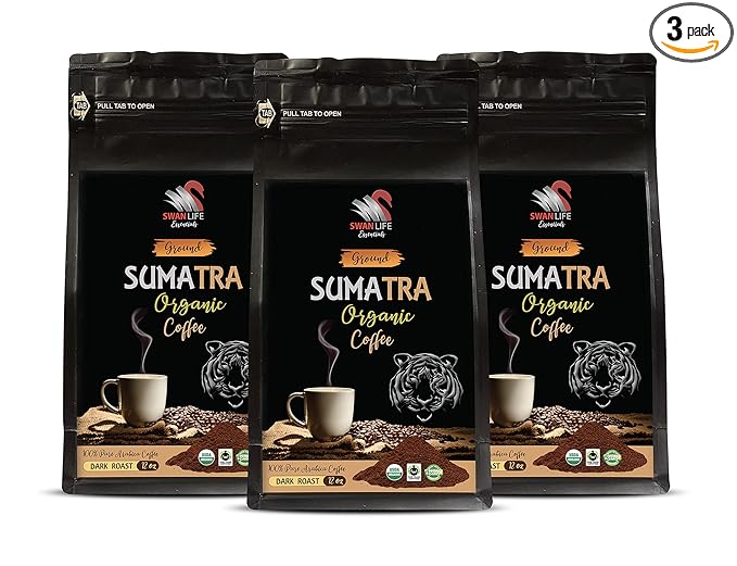 fair trade whole bean coffee - SUMARTA GROUND COFFEE ORGANIC arabica dark rost fair trade low acidity - trade coffee 3 Bags (36 Oz)