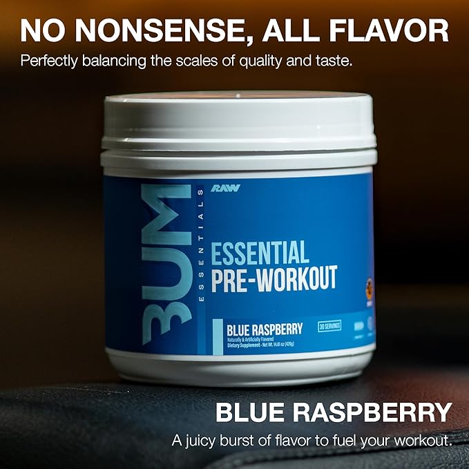 RAW Nutrition Creatine Monohydrate &amp Blue Raspberry Pre-Workout Powder Bundle
