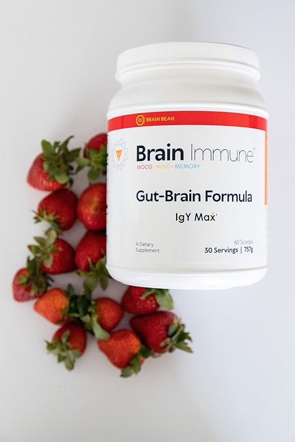 Brain Bean Brain-Immune | Advanced Formula to Support Leaky Gut Leaky Brain Immune System | with 10g Colostrum with Lactoferrin 5g L-Glutamine 4g IgY Max and 1g Inulin | 30 Servings