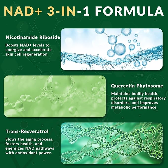 Liposomal Nicotinamide Riboside 900mg Resveratrol &amp Quercetin – NAD Supplement Plus for Anti Aging Cellular Energy &amp Improve Health- 80 Capsules