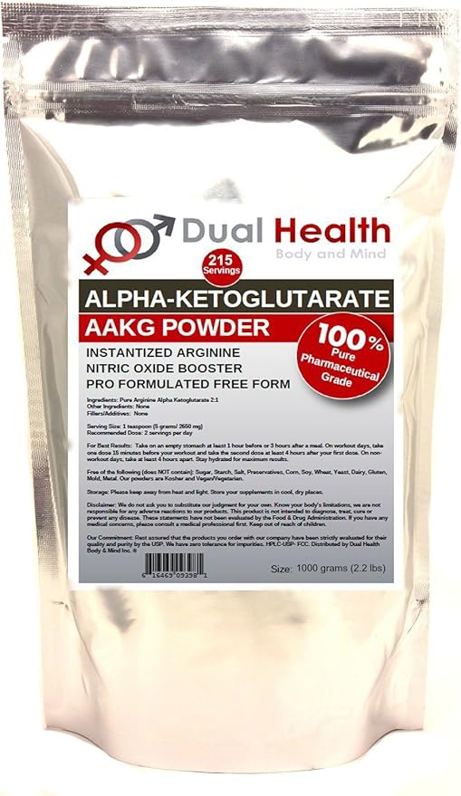 Pure AAKG L-Arginine Alpha-Ketoglutarate Powder (1000 Grams (2.2 lbs)) Bulk Supplements